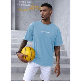 YawYews Men’s Fashion Athletic T-Shirts Short Sleeve Casual Tee Plain Loose Workout Gym Streetwear Shirts Blue