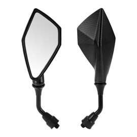 HOPESPANNER Universal Motorcycle Rear View Mirrors Adjustable Bar End Side Mirrors Mount Iron Plastic 1 Set Black M10 Polygonal Shape