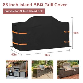 YZNKLXF 86 in Island Grill Cover,86 Inch Island BBQ Grill Head Cover, 600D Oxford Cloth Heavy Duty Waterproof Outdoor Grill Cover,Black