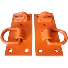 M.G.E. Products Heavy Duty Compact Tractor Bolt on Chain Hooks & D Ring Mount Plate USA-Made | Bolt-on Towing Attachments & Loader Accessories | 2 Pack (Orange)