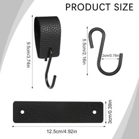 LECTNORE S Hooks, Pack Of 10 Hooks With Leather Loop Coat Hooks Black Hooks S Hooks Black With Leather Loop Metal Hooks Hooks For Clothes Rail, Kitchen, Bathroom