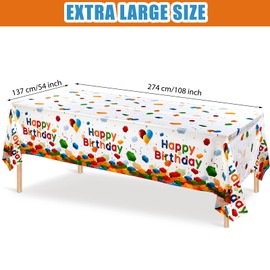 Tiamon 3 Manteles de Bloques Cubierta de Mesa de Plástico con Bloques de Happy Birthday Mantel Desechable de Ladrillos de Colores para Niños Niñas Escuela Bloques de Hogar, 108 x 54 Pulgadas