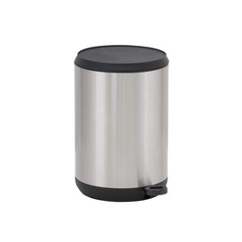 Design Trend Small Round Stainless Steel Step Trash Can with Soft Close Lid | 5 Liter / 1.3 Gallon, Silver