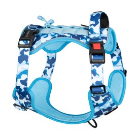 PHOEPET No Pull Tactical Dog Harness,Service Dog Vest with Molle & Loop Panels,Easy Control with Handle for Large Dogs(Ocean Blue,XL)
