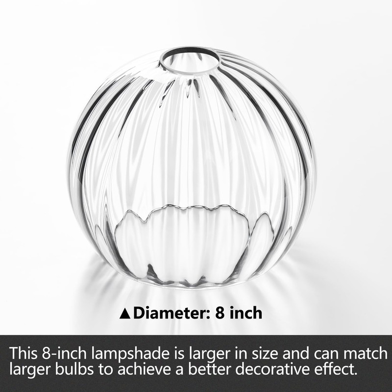 Clear Glass Shade,Replacement Globe & Cover for Lighting Fixture, 8"