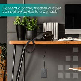 TECHZOCO RJ11 Telephone Cable, ADSL Telephone Cable, Modular Cable 6P4C, Western Cable, RJ11 Cable, Telephone Cable, 6P4C Cable, Suitable for DSL / VDSL / ISDN Internet - Black, 6 Meters