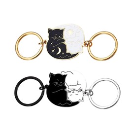 2 Pairs Cat Keychains, Cat Key Chain Accessories, Couple Keychain, Gifts for Cat Lovers, Cute Gifts for Boyfriend and Girlfriend, multicoloured, Unit size, Modern