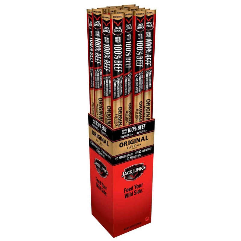Jack Link's Original Beef Sticks, 1.84 oz, Protein-Rich Snack, 24