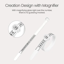 Meowoo Ring Sizer Measuring Tool with Magnifier, for Ring Measurer and Ring Sizer Clear and Intuitive Reading. Plastic Ring Sizer with Lens, 1-17