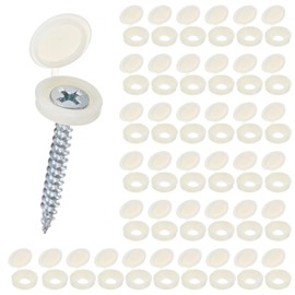 M METERXITY 200-Pack Plastic Hinged Screw Cover Caps, 5mm Shutter Screws with Caps, Fold Snap Washer Covers, Washer Flip Protection Covering M3 M4 M5 Screws Heads [Beige]