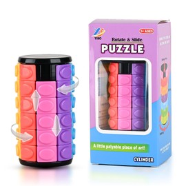 Rotate and Slide Puzzle,Fidget Toys Restore and Create,Fidget Slider Open Cover for Quick Play,Brain Teaser,Sensory Toys,Educational Toys (8 Colors,6 Layers)