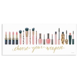 Stupell Industries Choose Your Weapon Phrase Glam Cosmetics Word, Designed by Marco Fabiano Art, 7x17, Wall Plaque