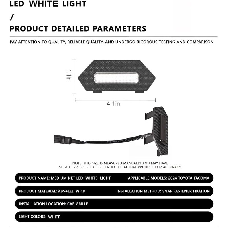 4PCS White LED Grille Light Function kit, Compatible with 2024-2025