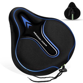 Mjkeomo New Large Bike Seat Cover for Men & Women Comfort, Bike Seat Cushion Cover, Padded Seat Cover, Soft Bicycle Seat Covers for MTB, Exercise Bikes, Indoor and Outdoor Cycling(Blue)