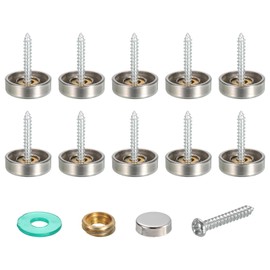 uxcell Screw Cover Cap, 20Pcs 16mm Diameter - Bright Light Stainless Steel Mirror Decorative Screws Cover Nails for Advertising Board Fixed (Silver)