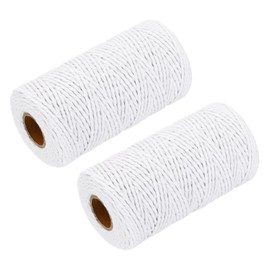 sourcing map 2pcs Cotton Rope Twisted Braided Rope Cord, White100m/109 Yard 2mm Dia for Wall Hanging, Plant Hanger, Knitting, Macrame Knotting