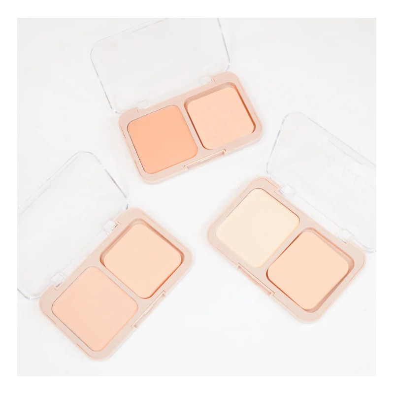 Base En Polvo Compacto Set Con Aplicador Maquillaje Nude