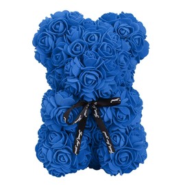 Unique Cute Bear Shape Simulation Artificial Rose Flower with Bowknot Decor for Valentine's DayDark Blue