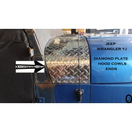 jocartsparts.com Fits Jeep Wrangler YJ -CJ7-CJ8 Polished Alum Diamond Plate 2 PC. HOOD COWL ENDS