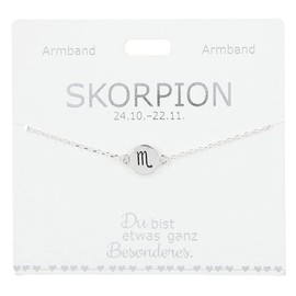 Depesche 4715-047 Women's Bracelet with the Zodiac Symbol Scorpio Pendant Silver Plated Adjustable Length (15 - 20 cm) Ideal as a Gift for Lover, (Best) Girlfriend