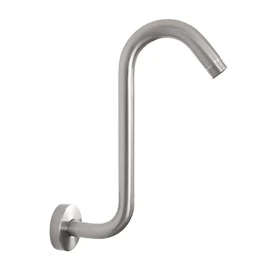 NearMoon S Shaped Shower Head Riser Arm, Shower Extender Arm with Flange, Standard 1/2" Connection- Bathroom Accessory (10 Inch, Brushed Nickel)