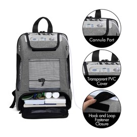 CURMIO Portable Oxygen Concentrators Backpack, POC Travel Carrying Bag with Mesh Panels for Breathability, Compatible for Inogen, Oxygo, Caire Units, Gray, BAG ONLY