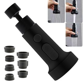 Black Tap Attachment 360° Rotatable Swivel Aerators for Taps, Kitchen Tap Extension Shower Head, Extension Aerator, Tap Extension Swivel Shower with Adapter