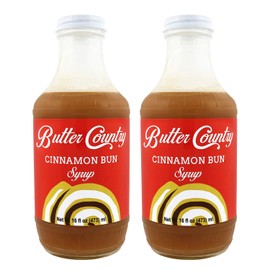 Rich & Creamy Buttermilk Syrup Cinnamon Bun Flavor by Uncle Bob's Butter Country 16 fl oz/2 Pack