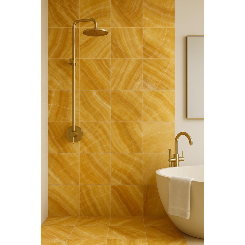 Tenedos Premium Gold Onyx 12x12 Polished Marble Tile - Natural