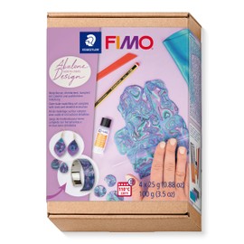 STAEDTLER 8025 HTC4 FIMO Oven-Hardening Polymer Modelling Clay - How-to-Create-Set, Abalone Design (Pack of 9 Pieces Including FIMO Soft Blocks and Accessories)