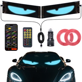 Ligrel 2PCS 14.7"x3.6" LED Eyes for Car Windshield - Devil Eyes Light Strips with Dynamic Patterns, APP/Remote Control, IP68 Waterproof, USB-Powered for Cars/Trucks/RVs/Motorcycles