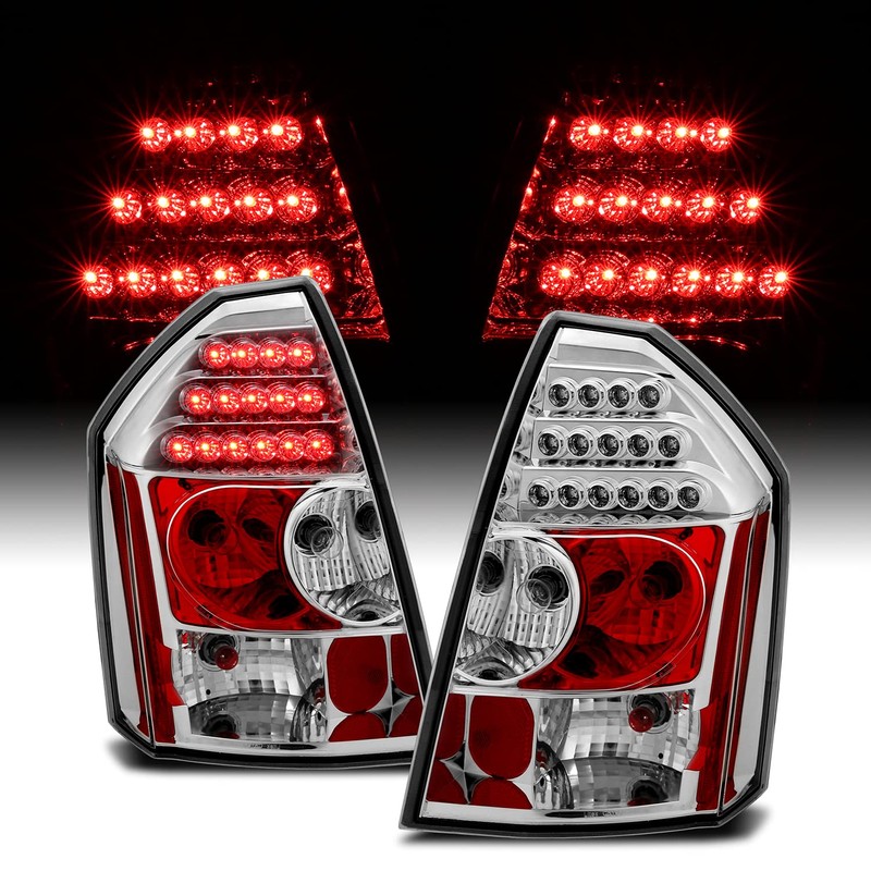 AmeriLite LED Chrome Replacement Taillights Set For Chrysler 300/300C -