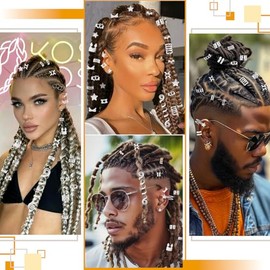 103PCS Silver Hair Jewelry for Braids Accessories, Hair Cuffs & Rings, Loc Jewelry for Black Women, Metal Silver Hair Accessories, Braid Decorations, 