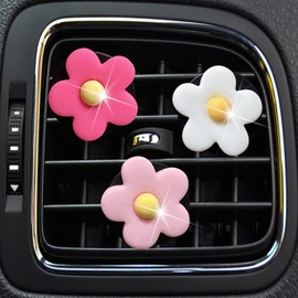 3 Pcs Flower Air Vent Clips, Cute Daisy Car Air Fresheners Vents Clips Car Diffuser Vent Clip Glam Car Interior Decor Charm Car Decoration Daisy Cute Car Accessories for Women(Pink&White）1