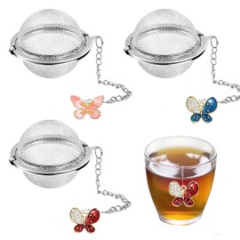3 Pcs Tea Infusers for Loose Tea Leaf Steeper Tea Balls for Loose Tea Diffusers for Loose Tea Stainless Steel Tea Infuser Loose Leaf Tea Steeper with Metal Pendant (Butterfly 1)