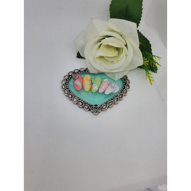 Spring (Stream) Handmade Nail Tips - Short Round Square /