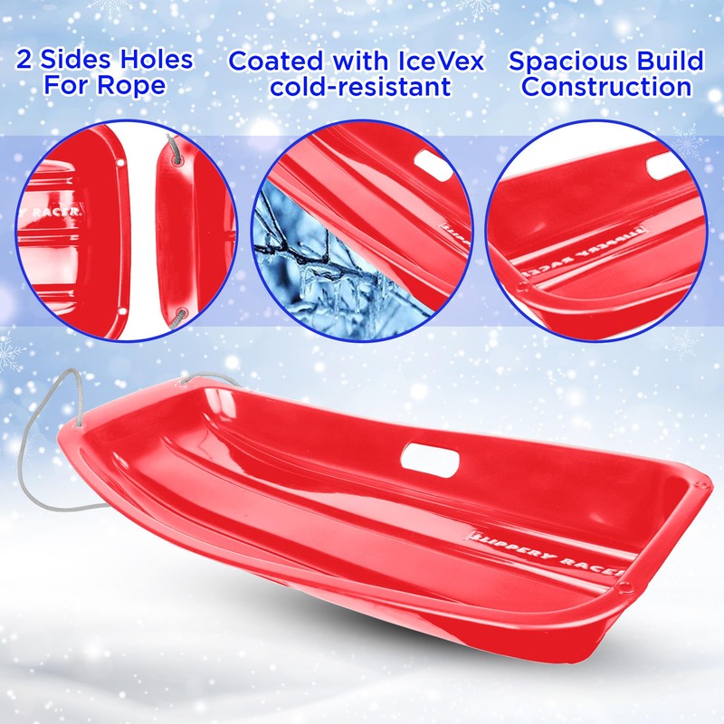 Slippery Racer Downhill Sprinter Flexible Kids Toddler Plastic Toboggan Snow