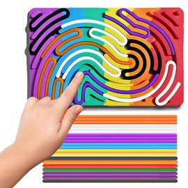 Sensory Activity Board for Kid,Double-Sided Sensory Board for Calming, Stress, Anxiety, ADHD & Autism, Travel Calming Activities (Rainbow)