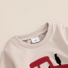 Ayalinggo Toddler Baby Boy Clothes Fall Winter Tractor Embroidery Sweatshirt Pant Farm Outfit 3 6 12 18 24 Months 2 3 Years, Red, 12-18 Months