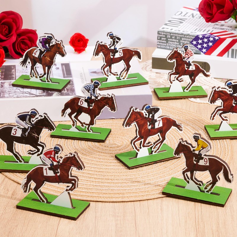 9 Pcs Derby Decor for Table Horse Racing Wooden Table