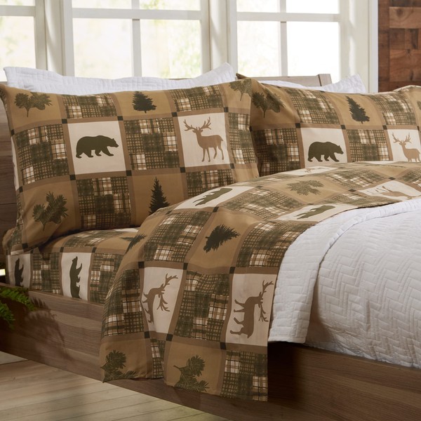Great Bay Home 4-Piece Full Microfiber Sheet Set | Lodge-Printed, Ultra-Soft Sheets | Wrinkle & Fade-Resistant Patterns Drawn from Nature | All-Season Bedding Sheets & Pillowcases. (Full, Stonehurst)