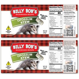 Redneck Opossum Stew Novelty Soup Can Labels - Funny Joke Gift or Prank - Party Decorations, Supplies Favors - Birthday, Xmas Stocking Stuffer, White Elephant, Secret Santa - Backwoods Hillbilly (2)