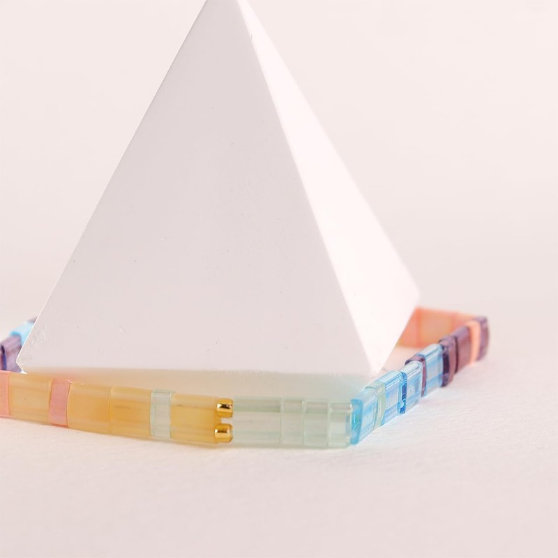 Sonateomber Tila Flat Beaded Stretch Strand Bracelets for Women Trendy