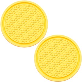 MEAJOO 2PCS Car Cup Holder Coaster, Universal Auto Non-Slip Cup Holder Coaster, 2.75In Universal Non-Slip Recessed Car Interior Accessories (Yellow)