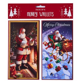 Design by Violet Pack of 4 Traditional Santa Merry Christmas Money Wallet Gift Cards & Envelopes For Cash Gifts Xmas Voucher Wallets