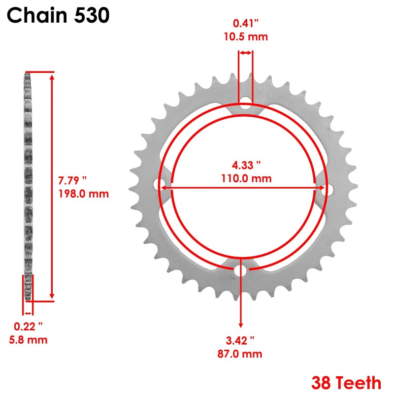 Caltric Drive Chain & Sprockets Kit for Yamaha YFZ450R YFZ450X