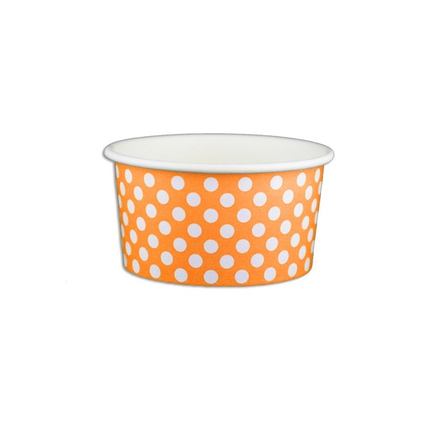 6 oz Yogurt Paper Cups- 1000 Count (Polka Dot Orange)