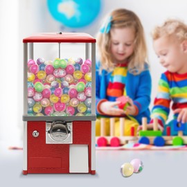 BAIODNB Candy Gumball Vending Machine Candy Machine Dispenser for Business, Capsule Machine Toy/Capsule Vending Machine Dispenser, Vending Machine for 25 Cent Coin Only,2 25 Cent Coins Per Side(Red)