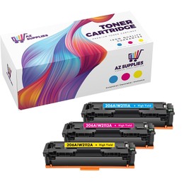 AZ SUPPLIES Compatible Toner Cartridge Replacement for HP W2111A W2112A W2113A (206A) Compatible with HP LJ Pro M304, M404n, M404n, M404dn, M404dw MFP M428dw, M428fdn CMY - 3 Packs