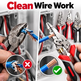 12-in-1 Multifunctional Wire Stripper Pliers, Foldable Electrician Tool with Live/Neutral Wire Detection
